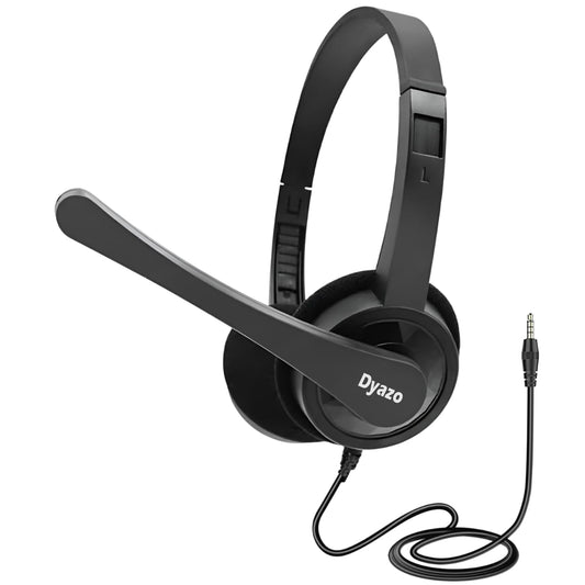 Dyazo Type C Wired Headphones with Mic | Lightweight On Ear Headset Compatible for PC, Mobile Phones, Laptop & MacBook | Comfortable Fit | Ideal for Office, Calls & Online Meetings (Black)